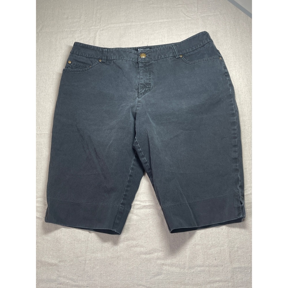 E39 By Eric Womens Dark Wash Denim Capri Shorts Size 12 Stretch‎ Cotton Blend